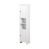 Bathroom Floor Storage Cabinet with 2 Doors Living Room Wooden Cabinet with 6 Shelves 15.75 x 11.81 x 66.93 inch - White