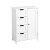 White Bathroom Storage Cabinet, Floor Cabinet with Adjustable Shelf and Drawers - White