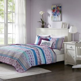 Reversible Quilt Set with Throw Pillows - as Pic