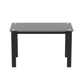 7-piece dining table set; dining table and chair - Black