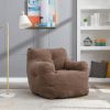Soft Tufted Foam Bean Bag Chair With Teddy Fabric Coffee Brown - as Pic