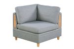 Living Room Furniture Corner Wedge Light Grey Dorris Fabric 1pc Cushion Wedge Sofa Wooden Legs - as Pic