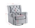 ACME Zeger Swivel Chair w/Glider , Gray Fabric LV00924 - as Pic