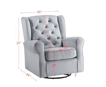 ACME Zeger Swivel Chair w/Glider , Gray Fabric LV00924 - as Pic