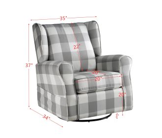 ACME Patli Swivel Chair w/Glider , Gray Fabric LV00922 - as Pic