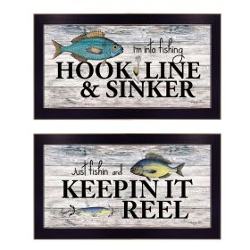 "Fishing Combo" 2-Piece Vignette by Robin-Lee Vieira, Black Frame - as Pic