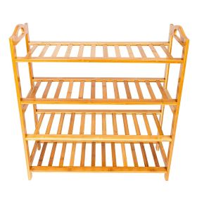Bamboo Shoe Rack 4-Tier Entryway Shoe Shelf Storage Organizer for Home & Office Easy to Assemble Wood Color - Wood Color