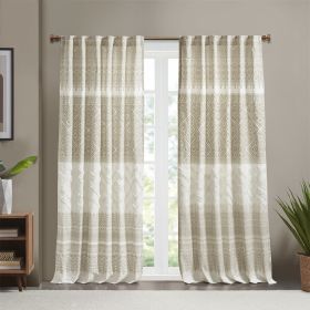 Cotton Printed Curtain Panel with Chenille detail and Lining - as Pic