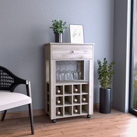 Bar Cart Bayamon, Twelve Wine Cubbies, Four Legs, Light Gray Finish - Light Gray