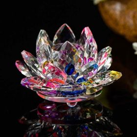 80 mm Feng shui Quartz Crystal Lotus Flower Crafts Glass Paperweight Ornaments Figurines Home Wedding Party Decor Gifts Souvenir - Multicolor