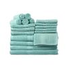 Basic Solid 18-Piece Bath Towel Set Collection - Aqua