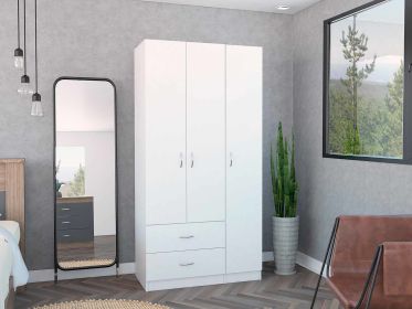 Rowaton 2-Drawer 3-Door Armoire White - as Pic