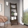 DEPOT E-SHOP Kobe Ladder Bookcase, One Drawer, Five Open Shelves, Dark Walnut - as Pic
