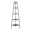 Modern Industrial Metal and Wood Corner Bookshelf – Rustic Oak - as Pic