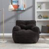 Soft Tufted Foam Bean Bag Chair With Teddy Fabric Dark Gray - as Pic