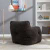 Soft Tufted Foam Bean Bag Chair With Teddy Fabric Dark Gray - as Pic
