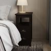 End Table Narrow Nightstand With Two Drawers And Open Shelf-Brown - brown