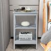3-Tier Nightstand End Table with X Design Storage - Gray