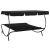 Patio Lounge Bed with Canopy and Pillows Black - Black