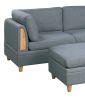 Living Room Furniture Corner Wedge Steel Color Dorris Fabric 1pc Cushion Wedge Sofa Wooden Legs - as Pic