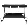 Patio Lounge Bed with Canopy and Pillows Black - Black