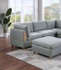 Living Room Furniture Corner Wedge Light Grey Dorris Fabric 1pc Cushion Wedge Sofa Wooden Legs - as Pic