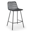 Black Finish Set of 2, Natural Rattan Indoor Counter Chair