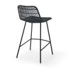 Black Finish Set of 2, Natural Rattan Indoor Counter Chair
