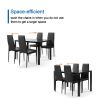 Black 5 Pieces Tempered Glass Dining Table Set for 4