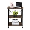 Baker's Rack 3-Tier Kitchen Utility Microwave Oven Stand Storage Cart Workstation Shelf(Vintage Board Top Black Metal Frame) RT - Vintage / Black