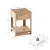 Modern Natural 15.75" Rattan End table with drawer