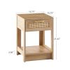 Modern Natural 15.75" Rattan End table with drawer