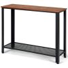 Wood Console Sofa Table with Adjustable Feet and Storage Shelf - Black