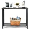 Wood Console Sofa Table with Adjustable Feet and Storage Shelf - Silver