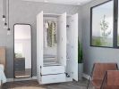 Rowaton 2-Drawer 3-Door Armoire White - as Pic