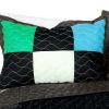 [Fatal Attraction-2] Vermicelli-Quilted Patchwork Plaid Quilt Set Twin - ONITIVA-QTS01065BK-1