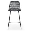 Black Finish Set of 2, Natural Rattan Indoor Counter Chair