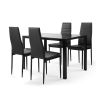 Black 5 Pieces Tempered Glass Dining Table Set for 4