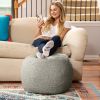 Jaxx Ellis Ottoman Shearling Faux-Lamb Plush Pouf for Modern Interior Design, Small, Smoke - Smoke - Faux-Sheep