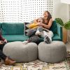 Jaxx Ellis Ottoman Shearling Faux-Lamb Plush Pouf for Modern Interior Design, Small, Smoke - Smoke - Faux-Sheep