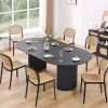 Expandable Dining Table,Solid Top Extending Table Modern Kitchen Table, Leisure Desk for Kitchen Dining Living Room Apartment.BLACK - as Pic