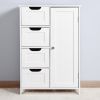 White Bathroom Storage Cabinet, Floor Cabinet with Adjustable Shelf and Drawers - White