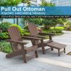 Adirondack Chair Lawn Outdoor Fire Pit Chairs Adirondack Chairs Weather Resistant/Adirondack Retractable Ottoman - Brown