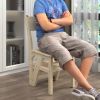 Solid Wood Step Folding Ladder Chair,Multifunction Wood Folding Stool for Home Kitchen Library Ladder Chair,Wood Finish - as Pic