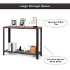 Wood Console Sofa Table with Adjustable Feet and Storage Shelf - Black