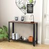 Wood Console Sofa Table with Adjustable Feet and Storage Shelf - Black