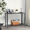 Wood Console Sofa Table with Adjustable Feet and Storage Shelf - Silver