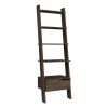 DEPOT E-SHOP Kobe Ladder Bookcase, One Drawer, Five Open Shelves, Dark Walnut - as Pic