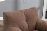 Soft Tufted Foam Bean Bag Chair With Teddy Fabric Coffee Brown - as Pic