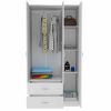 Rowaton 2-Drawer 3-Door Armoire White - as Pic